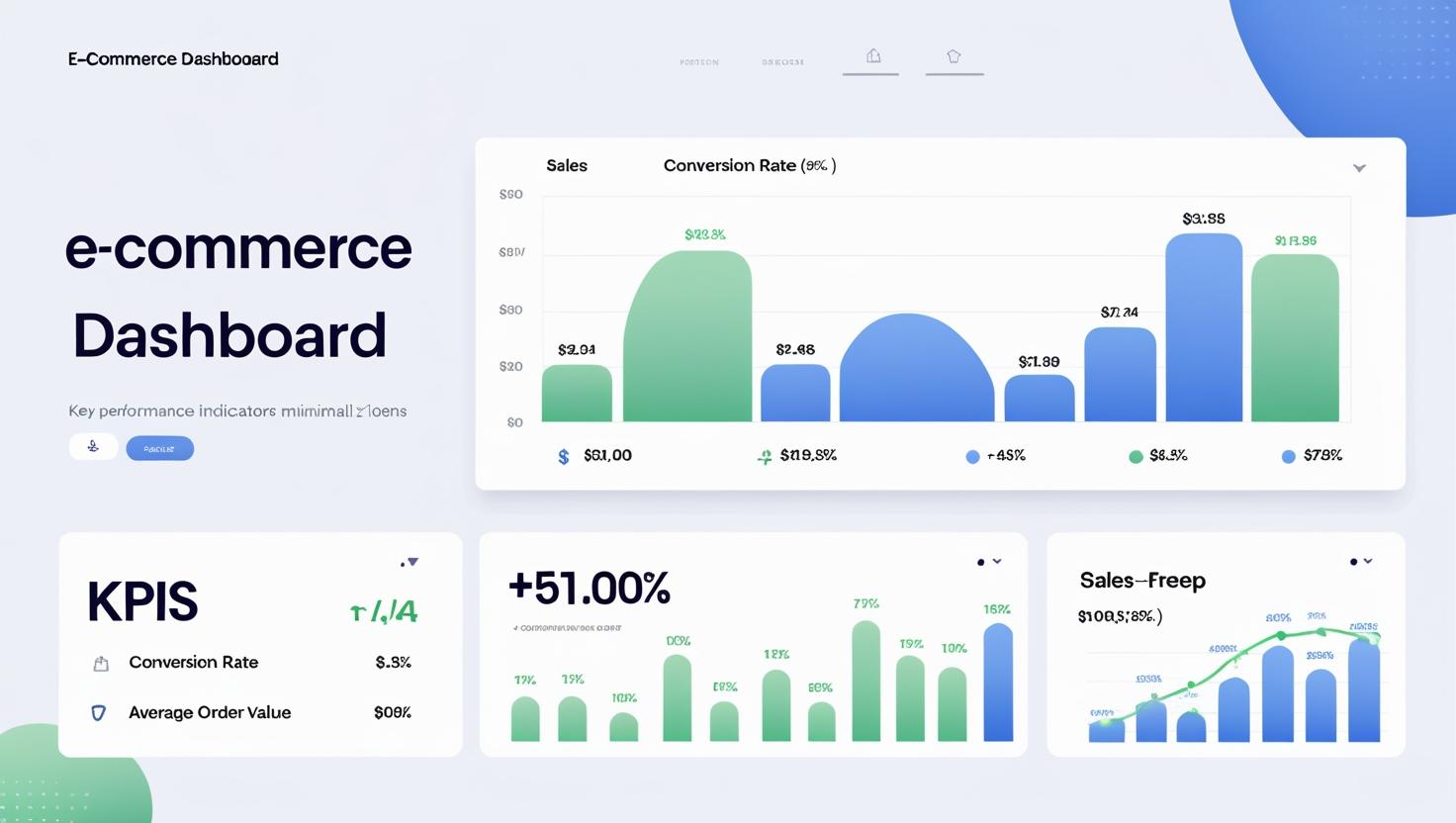 E-commerce dashboard interface with analytics charts and product listings